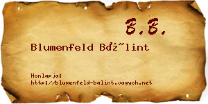 Blumenfeld Bálint névjegykártya